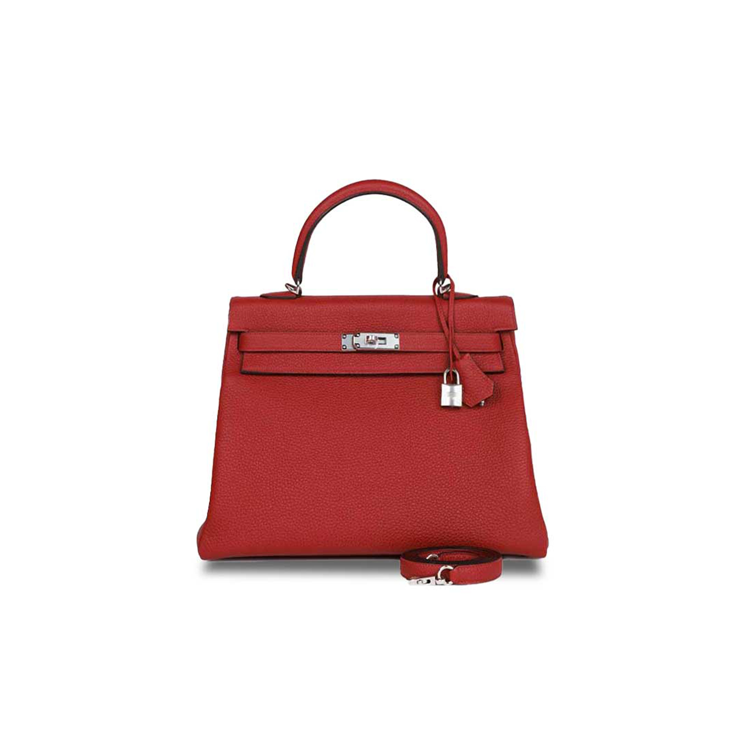 HERMÈS MASTER KELLY 25 ROUGE GRENAT VERSO TOGO PALLADIUM HARDWARE (25*17*7cm)